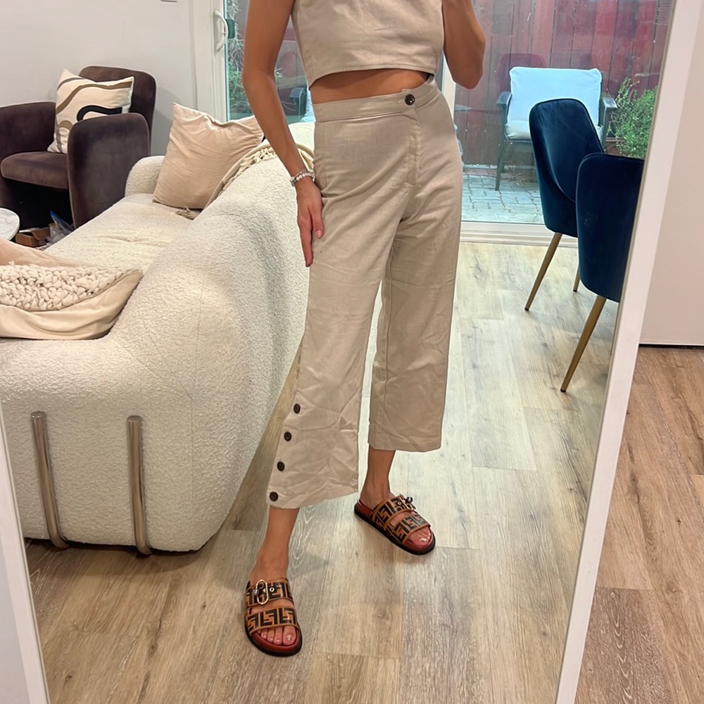 Flynn skye linen cropped flare pants